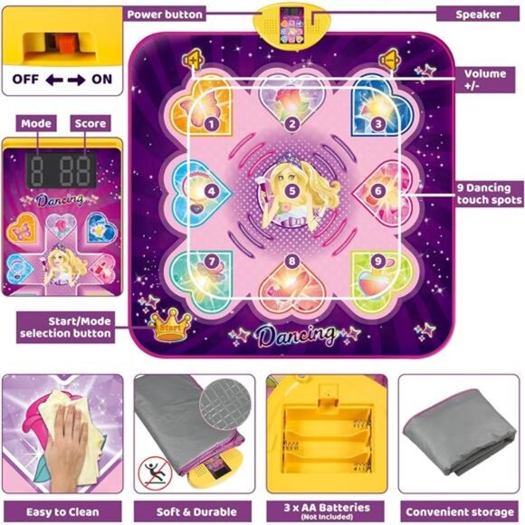 Dance Mat Toys for Kids – Musical Dancing Pad with LED Lights - Picture 4 of 7